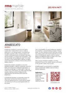 Arabescato Marble Flyer Image RMS Natural Stone and Ceramics