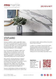 Statuario Marble Flyer Image - RMS Natural Stone and Ceramics